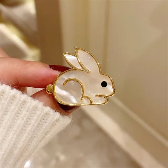 【巴黎精品】現貨秒發 貝殼胸針兔子別針(可愛生肖天然貝殼生日情人節禮物女飾品a1ah4)