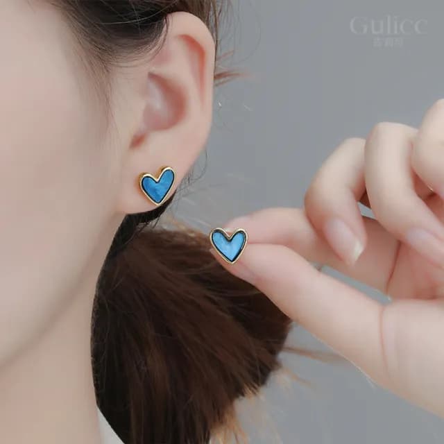 【Golicc】耳環 滿滿愛戀 心型耳環(99購物限定 生日 飾品 耳釘 耳飾 耳墜 禮物)