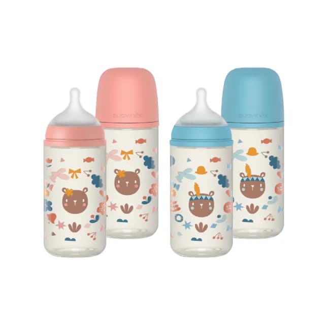 【suavinex】蘇維妮 新生兒適用玻璃寬口奶瓶_240ML(新防脹氣閥 智能平衡瓶內外氣壓)