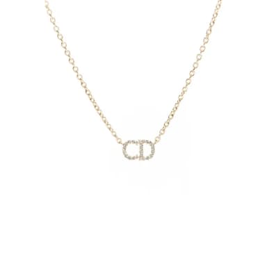 【Dior 迪奧】鑲晶CD金色項鍊