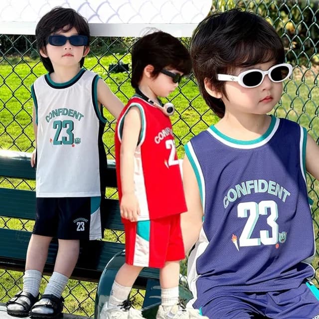 【橘魔法】涼感小怪獸籃球透氣網布套裝(無袖背心 短褲 褲子 運動服 透氣 童裝 男童 兒童)