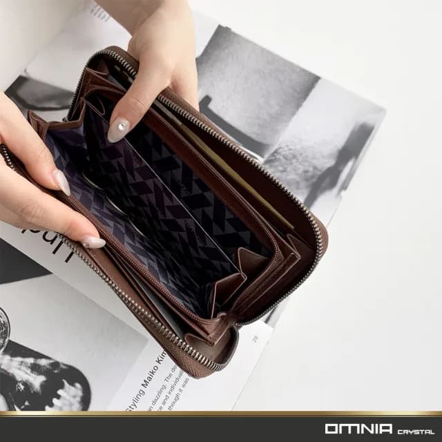【OMNIA】父親節禮物 義大利牛皮長夾 男用女用復古真皮錢包 多卡位大容量皮夾 光滑面質感設計 1088A