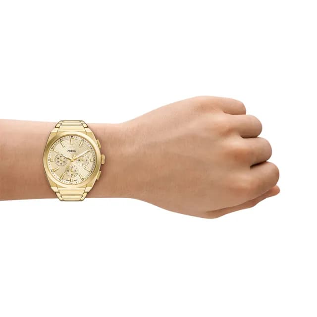 【FOSSIL】Everett 時尚三眼計時手錶-金/44mm 男錶 禮物 送禮 推薦(FS6119)