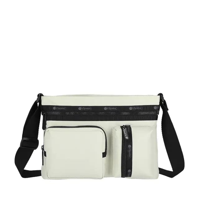 【Lesportsac】小型多口袋信差包 通勤隨身包 中性男包 送禮 禮物(砂色工裝風)