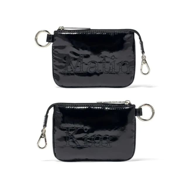 【MATIN KIM】官方旗艦 LOGO縫線迷你小物包 零錢包(黑色)