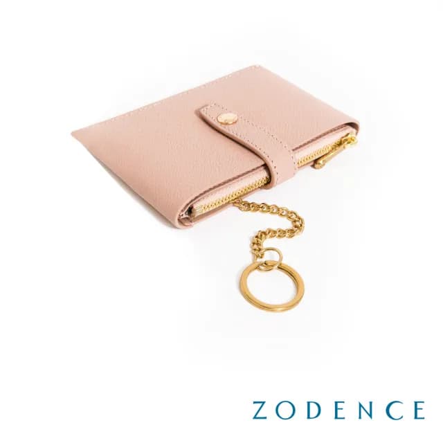 【ZODENCE 佐登司】MAG進口牛皮多功能零錢包(櫻粉)