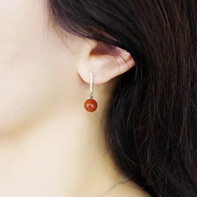 【BLUMA】紅瑪瑙耳環 天然水晶 優雅紅絲絨925純銀耳環(高雅時尚 天然寶石耳飾 純銀飾品 情