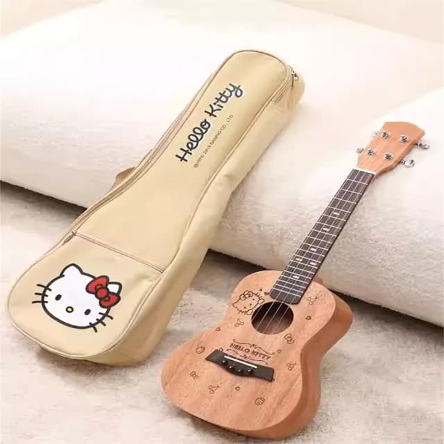 【超微米】初學者入門樂器 HelloKitty尤克裏裏 23寸吉他 小女孩閨蜜兒童學生朋友生日禮物(初學者尤克里里)