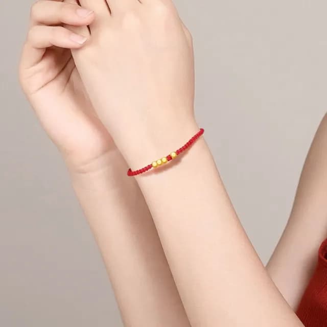 【Penny珮妮】黃金999 方糖一生轉運金珠 紅繩手鍊(母親節 送女友 交換禮物 生日 情人節 尾牙 新年 結婚)