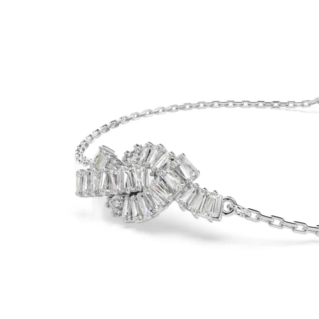 【SWAROVSKI 施華洛世奇】Matrix 手鏈 長方形切割 繩結 白色 鍍白金色