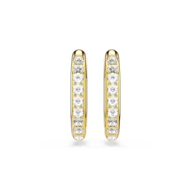 【SWAROVSKI 施華洛世奇】Dextera 大圈耳環 八邊形 圓形切割 白色 鍍金色