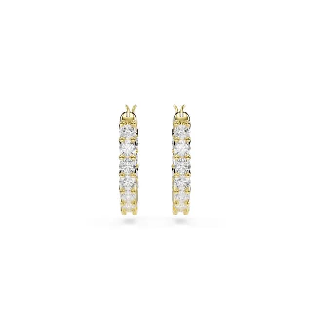 【SWAROVSKI 施華洛世奇】Matrix Vittore 大圈耳環 圓形切割 白色 鍍金色