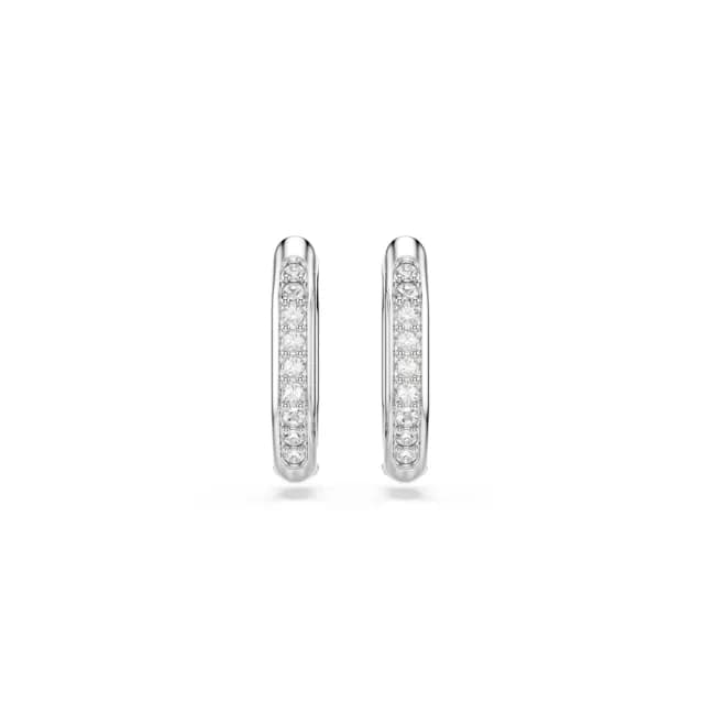 【SWAROVSKI 施華洛世奇】Dextera 大圈耳環 八邊形 圓形切割 白色 鍍白金色