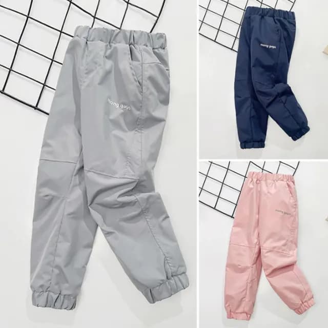 【MANI 瑪尼】童裝兒童衝鋒褲滑雪褲防風防水加絨保暖長褲(輕便防風褲 衝鋒禦寒厚刷毛款 彈性褲腰)