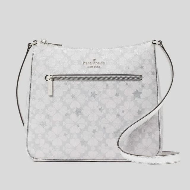 【KATE SPADE】Spade Flower星星花紋小流浪包 淺灰(原廠公司貨)