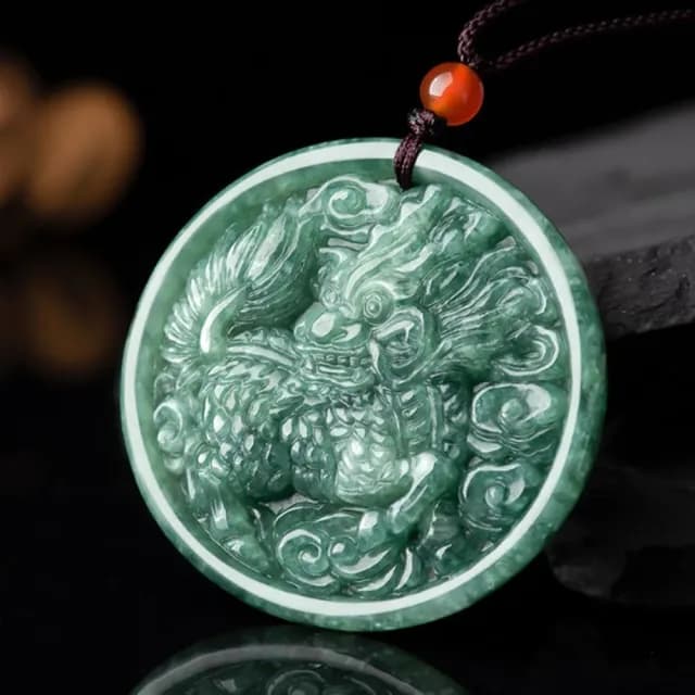 【Penny珮妮】A貨翡翠豆種祥瑞麒麟吊墜項鍊(母親節 父親節 生日 交換禮物 送女友 尾牙 新年 結婚)