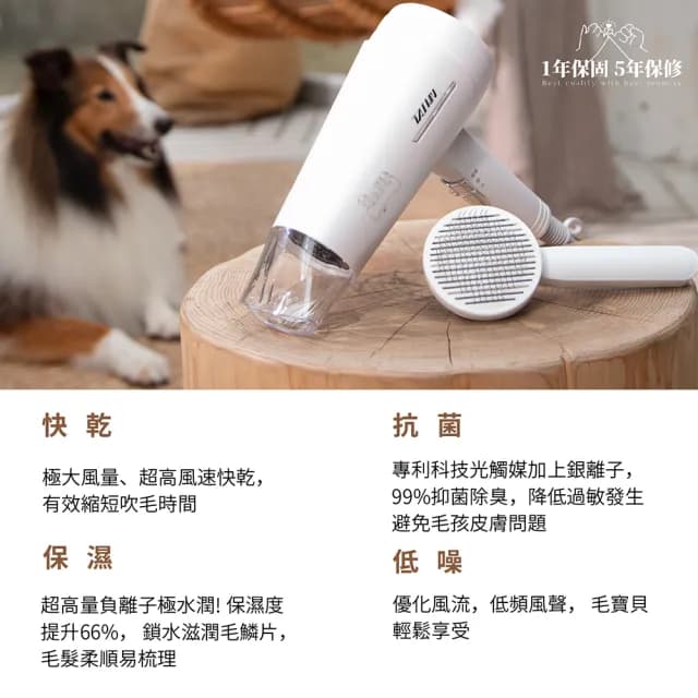 【達新牌】寵物專用吹風機 銀離子抗菌機身 光觸媒水潤負離子吹風機 附寵物梳 毛髮濾網(TS-6690)