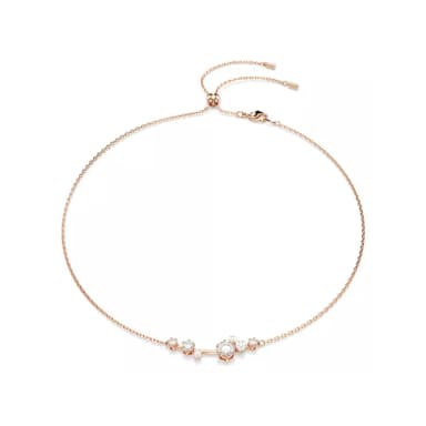 【SWAROVSKI 施華洛世奇】Constella 星映水晶珍珠 滑動調節式項鍊-玫瑰金(5729504)