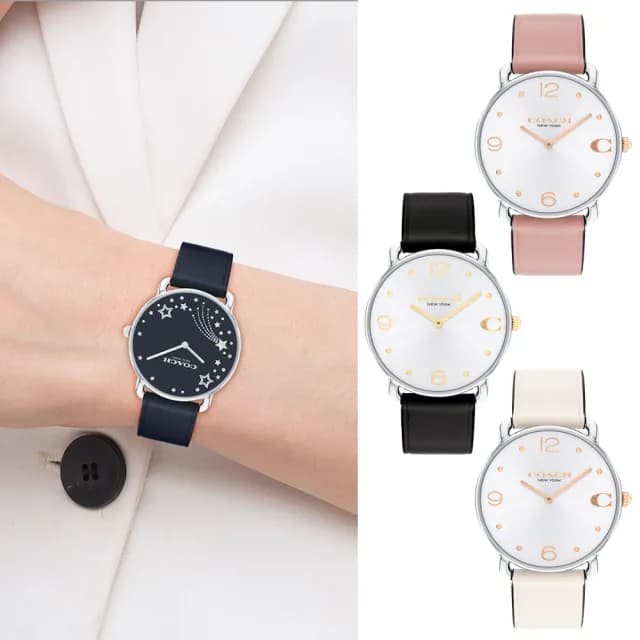 【COACH】2025新品 專櫃 經典百搭 米蘭帶/皮革 時尚腕錶(5款可選)