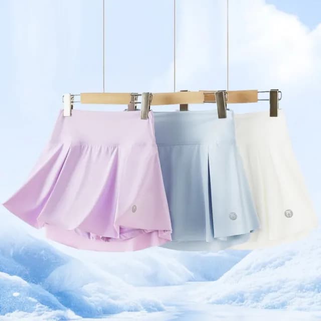 【橘魔法】大童 冰絲涼感素色絲滑運動褲裙(防走光 短裙 裙子 速乾 快乾 女童 兒童 童裝)