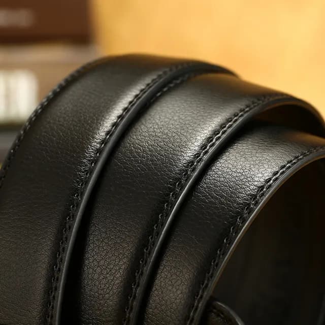 【YUNMI】雙11 真皮商務男士自動扣皮帶 時尚休閒腰帶 合金扣頭 寬3.5CM 可調節長度(生日禮物)