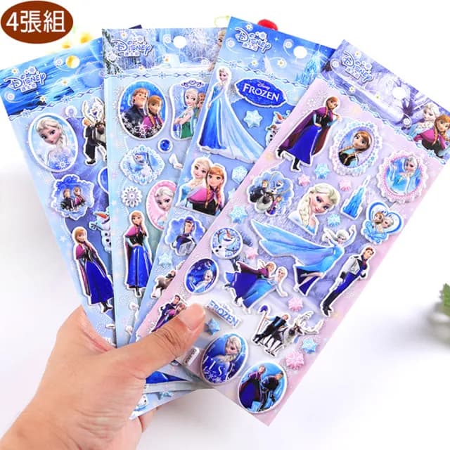 【TDL】迪士尼冰雪奇緣立體泡泡貼紙泡棉立體貼紙玩具4張組 480879(生日禮物 聖誕節 平輸品)