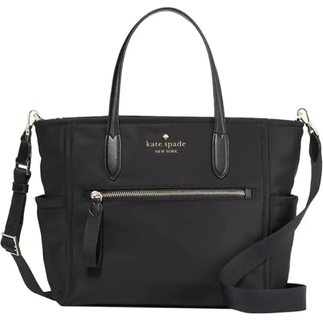【KATE SPADE】Chelsea黑色尼龍中款手提斜背托特包
