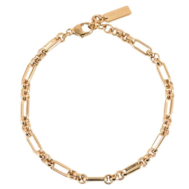 【YSL】簡約LOGO吊飾鏈條造型可調式手鍊(金)