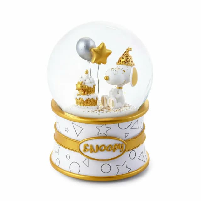 【JARLL 讚爾藝術】Snoopy史努比生日水晶球音樂盒(生日禮物  情人禮物)