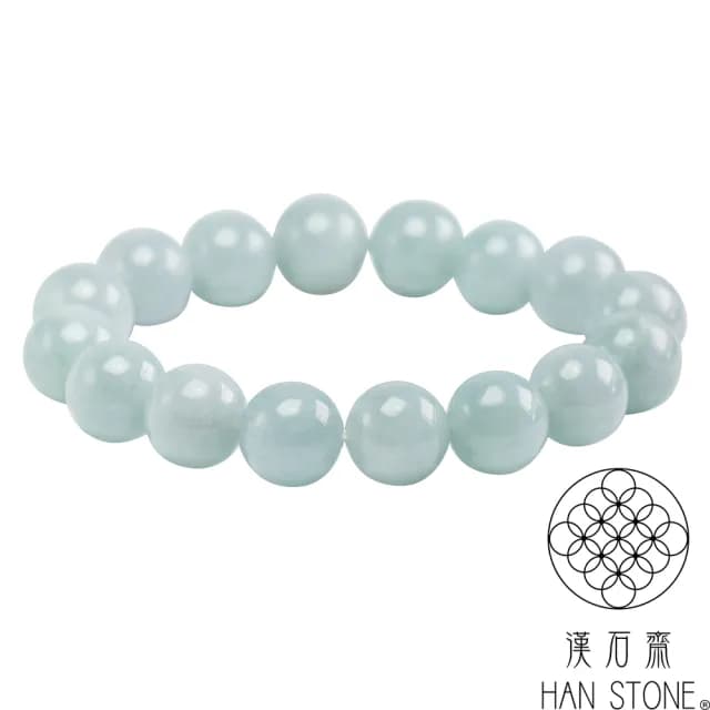 【漢石齋】情人節禮物 天然翡翠A貨 手珠手串 淺藍水種飄花(11.5-12mm/16pcs)