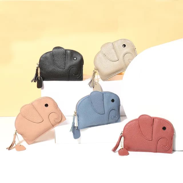 【EGO+】雙11 真皮大象 迷你創意可愛零錢包(真皮包包 硬幣包 鑰匙包)