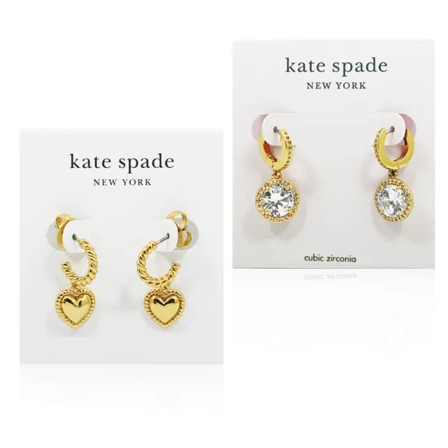 【KATE SPADE】經典水鑽/愛心吊墜式耳環(多款可選)