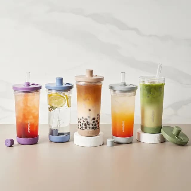 【康寧 Snapware】SNOOPY鋅動輕瓷保溫杯800ml+玻璃杯710ml / Tritan吸管杯840ml(兩入組)