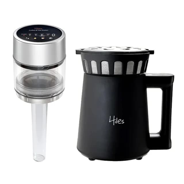 【Hiles】咖啡豪華組氣旋熱風第二代可調式家用烘豆機+真空虹吸式冷熱萃取機