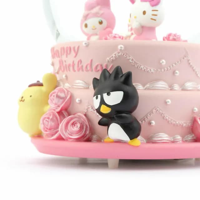 【JARLL 讚爾藝術】Hello Kitty 三麗鷗派對 生日蛋糕 水晶球音樂盒(生日禮物 情人禮物 閨蜜禮物)