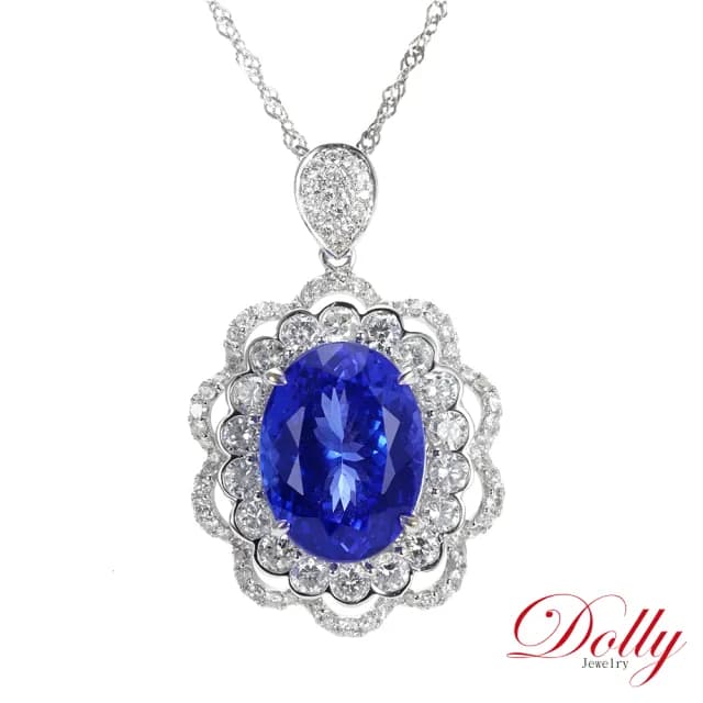 【DOLLY】買一送一 8克拉 天然丹泉石18K金鑽石項鍊(現貨 母親節 長輩送禮首選)
