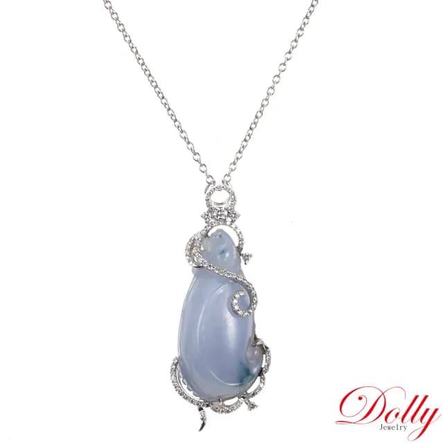 【DOLLY】買一送一 14K金 緬甸紫羅蘭翡翠鑽石項鍊(母親節 長輩送禮首選)