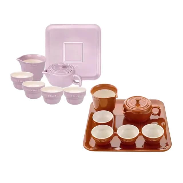 【法國Staub】陶瓷茶壺茶具七件組-肉桂黃/藕荷色2色任選(德國雙人牌集團官方直營)