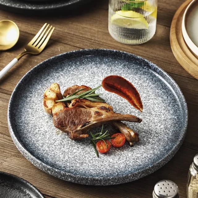 【渥思】日式復古陶瓷西餐盤-10吋(餐盤.菜盤.餐具.盤子.西餐牛排盤)