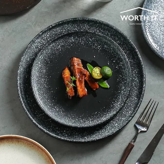 【渥思】日式復古陶瓷西餐盤-10吋(餐盤.菜盤.餐具.盤子.西餐牛排盤)