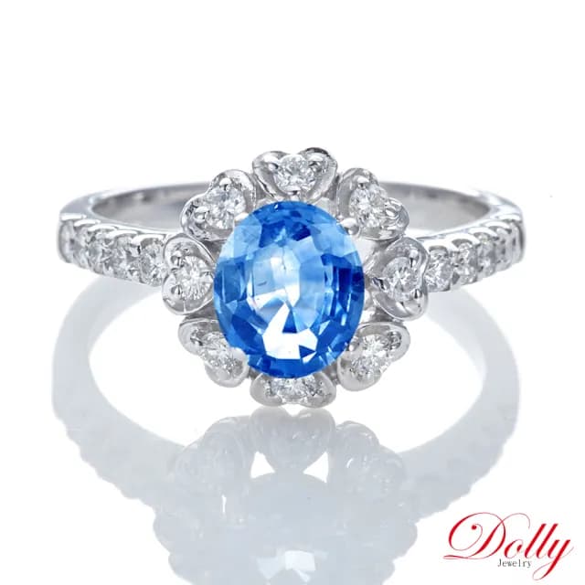 【DOLLY】1克拉 天然藍寶石14K金鑽石戒指-001(母親節 長輩送禮 交換禮物首選)