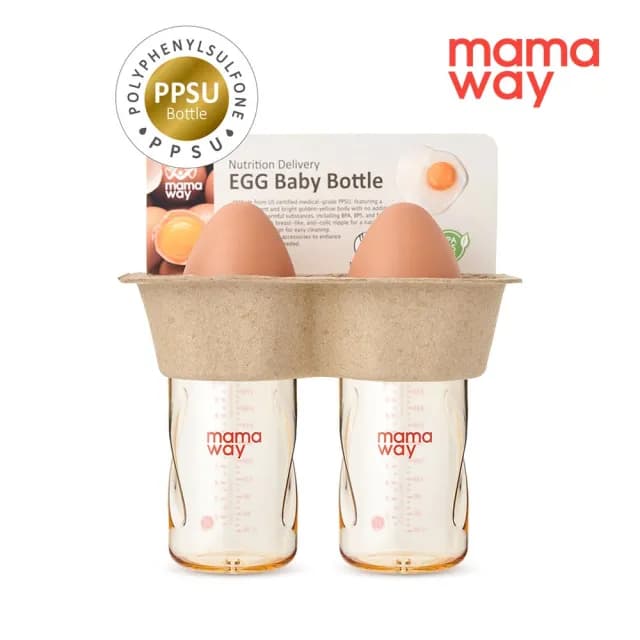 【mamaway 媽媽餵】PPSU寬口防脹氣雞蛋奶瓶300ml二入組(新生兒禮盒/彌月禮盒)