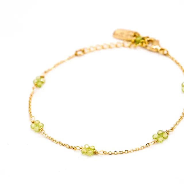 【Ficelle】8月誕生石 橄欖石 K金 初見花語手鍊(輕珠寶 天然石 磁場 開運 設計款 手工製作)