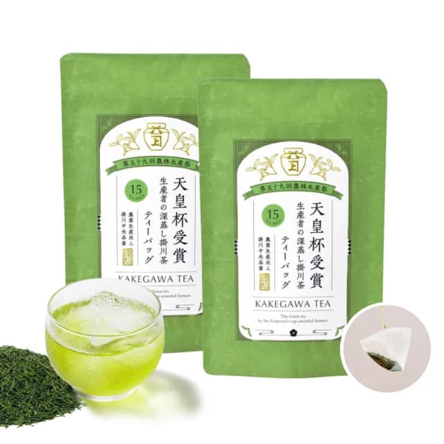【美康櫻森】日本進口 靜岡掛川煎茶 綠茶包2包組 三角立體綠茶包3g*15入(嚴選上等茶 深蒸煎茶)