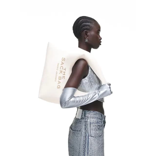 【MARC JACOBS】官方直送 THE SACK 純白大型皮革手袋