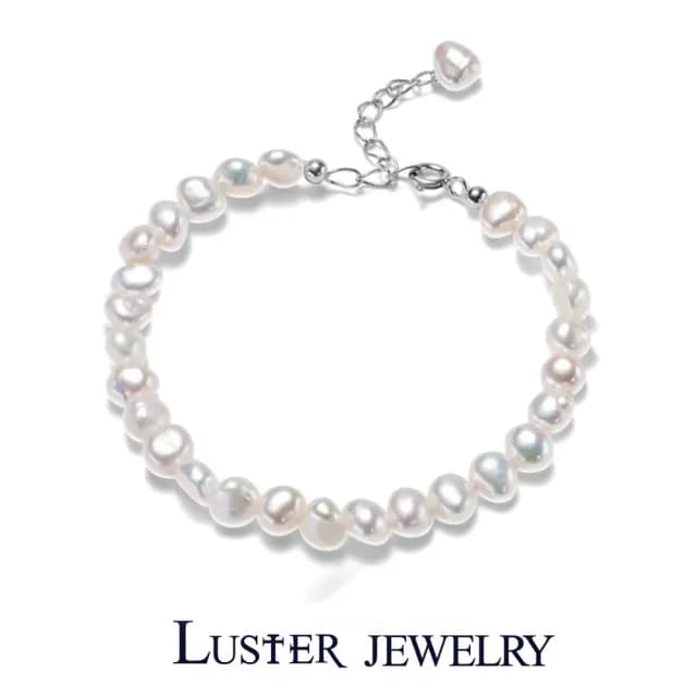 【Luster】狂銷雙11!5-6mm 巴洛克 淡水珍珠 純銀手鍊(不規則珍珠展現獨特品味)