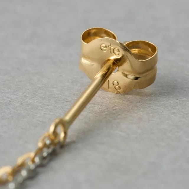 【ete】K18YG/PT850 鏡面切割雙色長鍊耳環(金色與鉑金色)