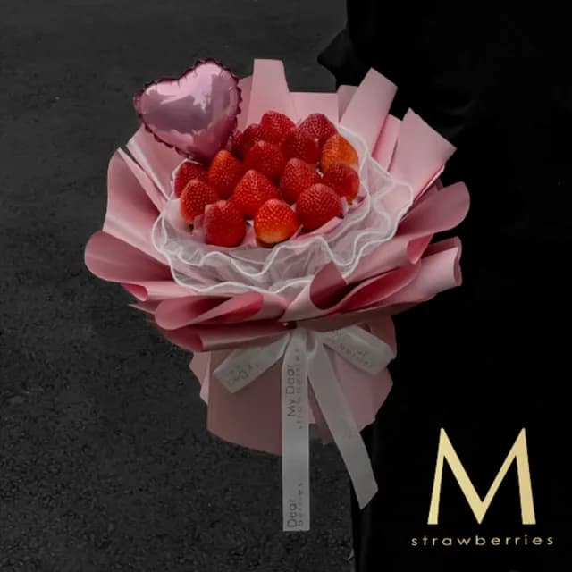 【My Dear草莓花束】Very Ruby 發光草莓花束禮盒組(水果花束/情人節/告白/生日禮物/超人氣花束/草莓)
