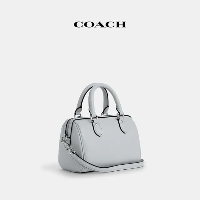 【COACH】蔻馳官方直營 ROWAN掛件裝飾迷你斜背手袋-SV/冰藍色(CBJ15)