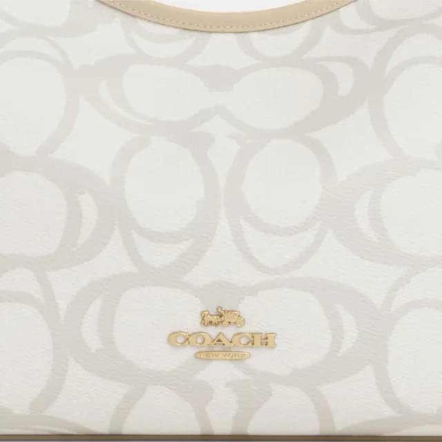 【COACH】蔻馳官方直營 LAUREL經典Logo SKETCH圖案單肩手袋-IM/象牙白色(CBH87)
